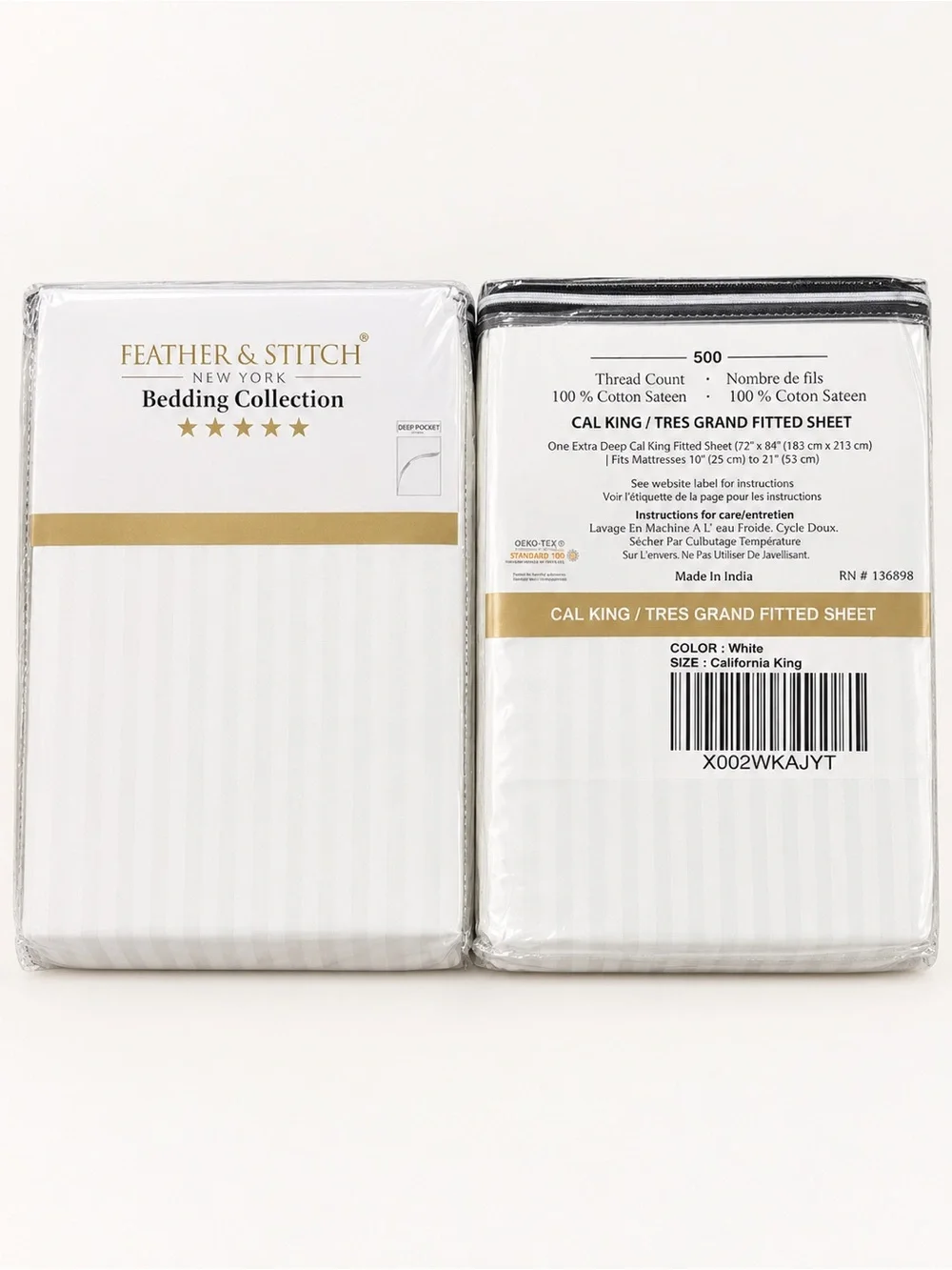 White California King Fitted Sheet - 500 TC Cotton Sateen